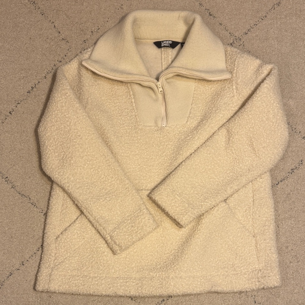 Lands' End Women's Cozy Cream Turtleneck Sweater